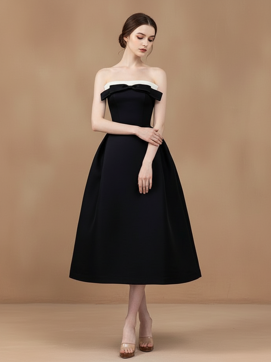 オフショルダーバイカラーロングドレス［m118］