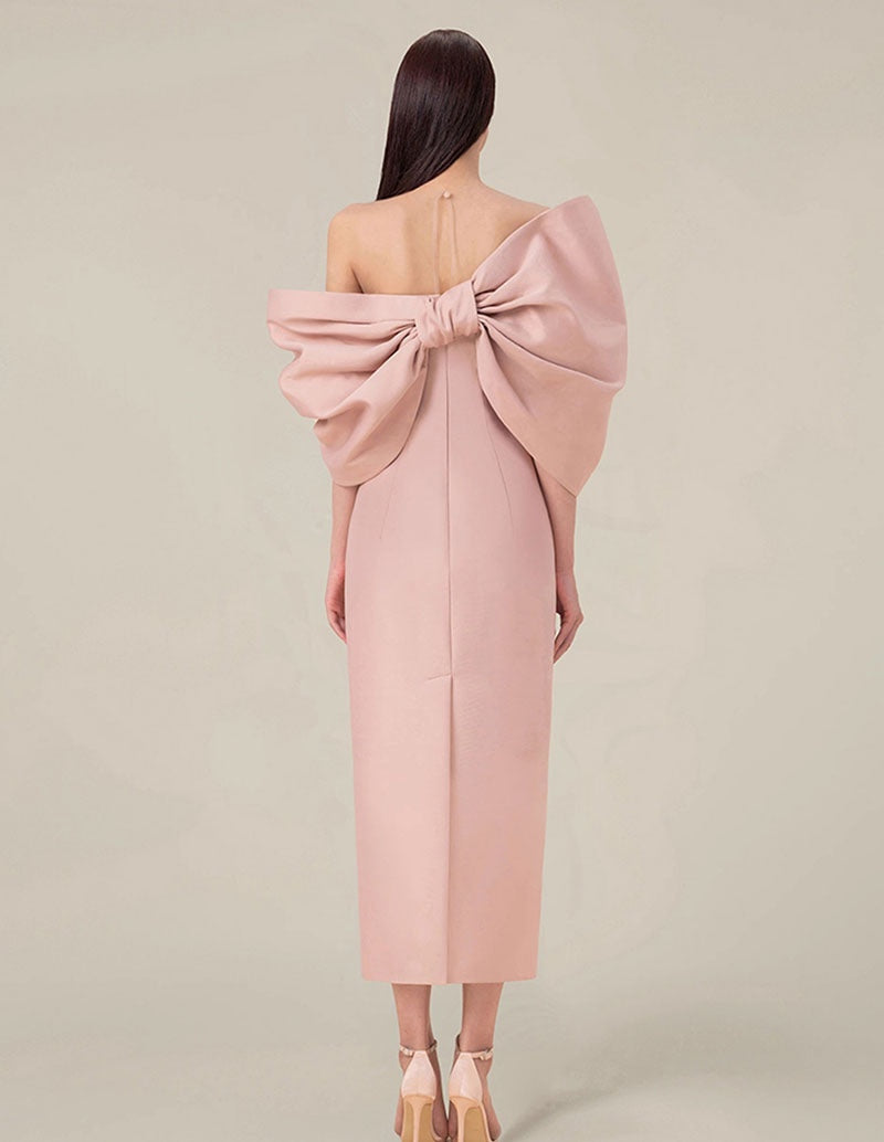 ビッグリボンオフショルダーマーメイドドレス［m045］