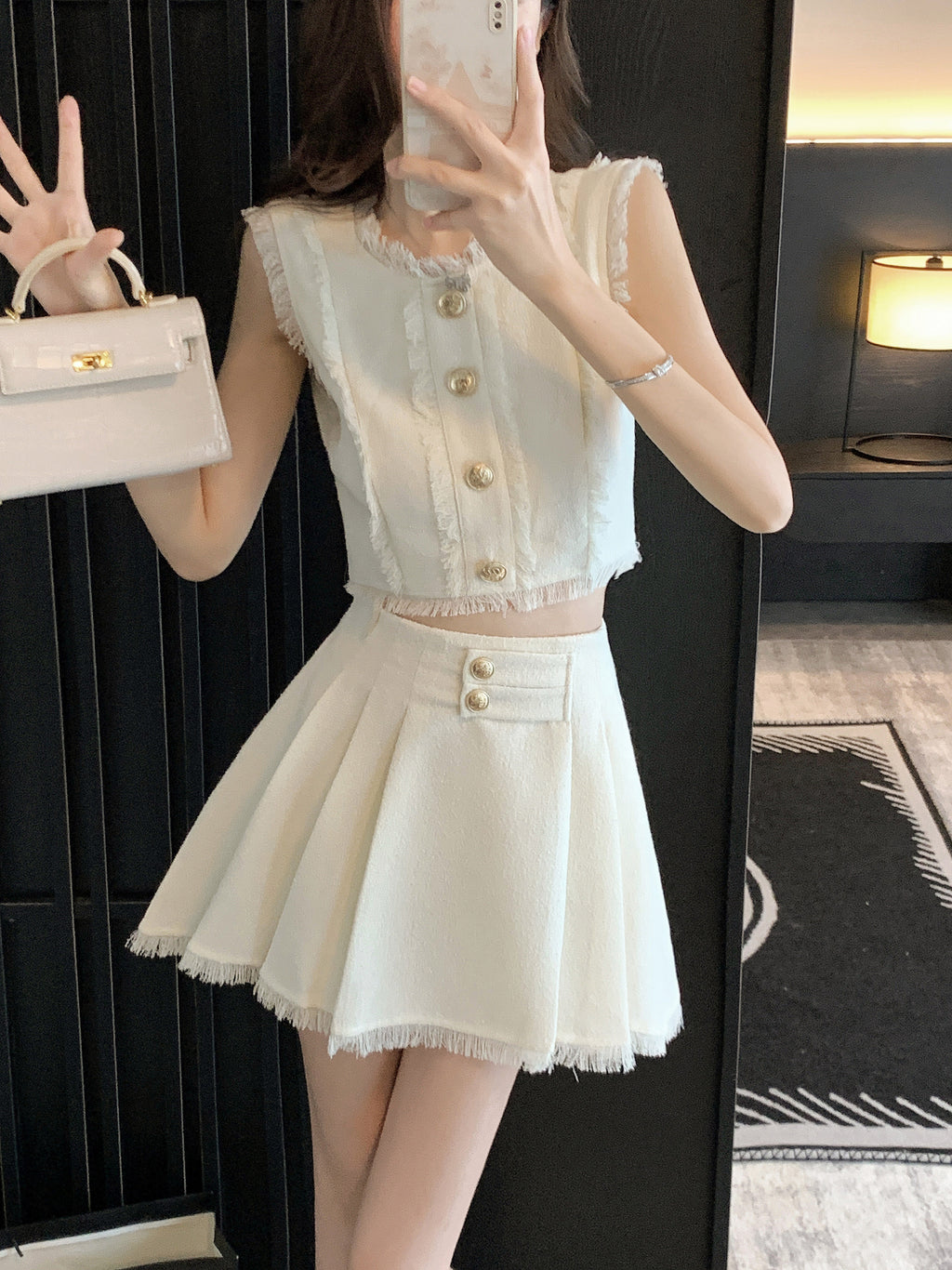 フリンジ セットアップ ミニドレス［m008］