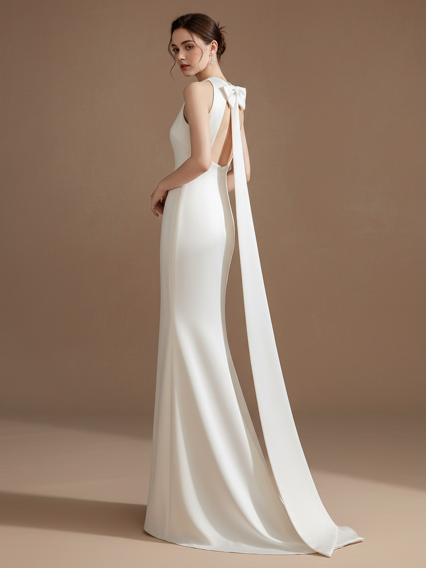 バックリボンカットアウトロングドレス［m116］