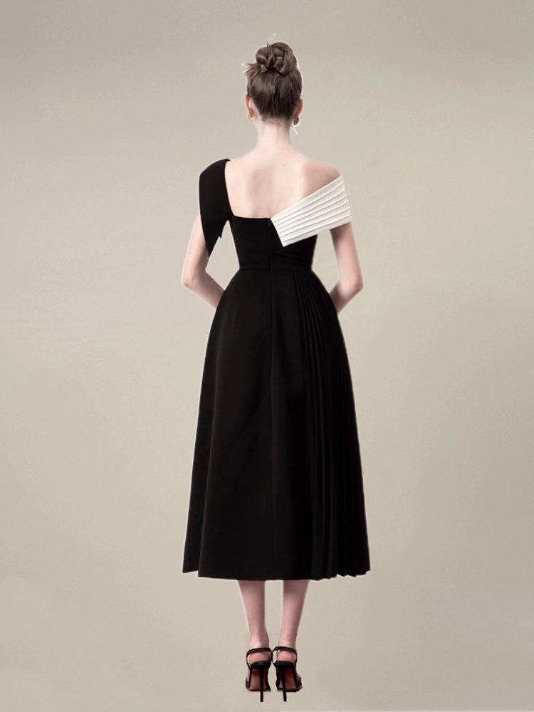 バイカラーアシンメトリーロングドレス［m044］