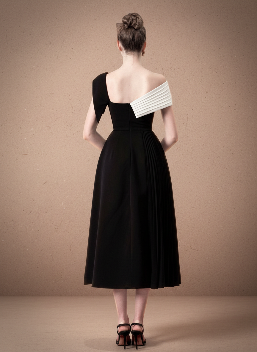 バイカラーアシンメトリーロングドレス［m044］