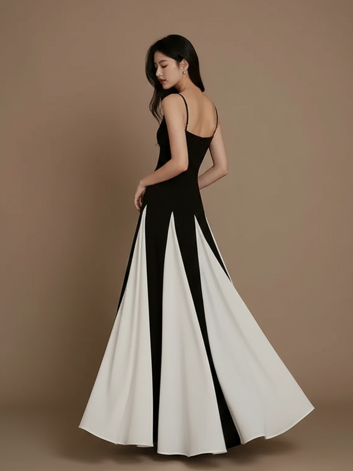 コントラストカラーロングドレス［m140］