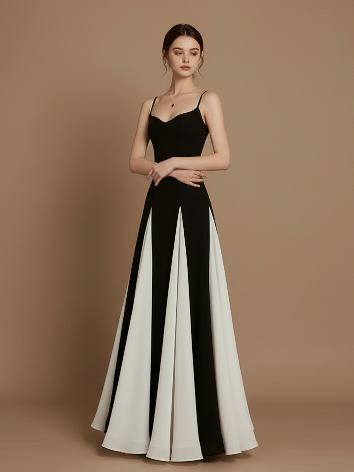 コントラストカラーロングドレス［m140］