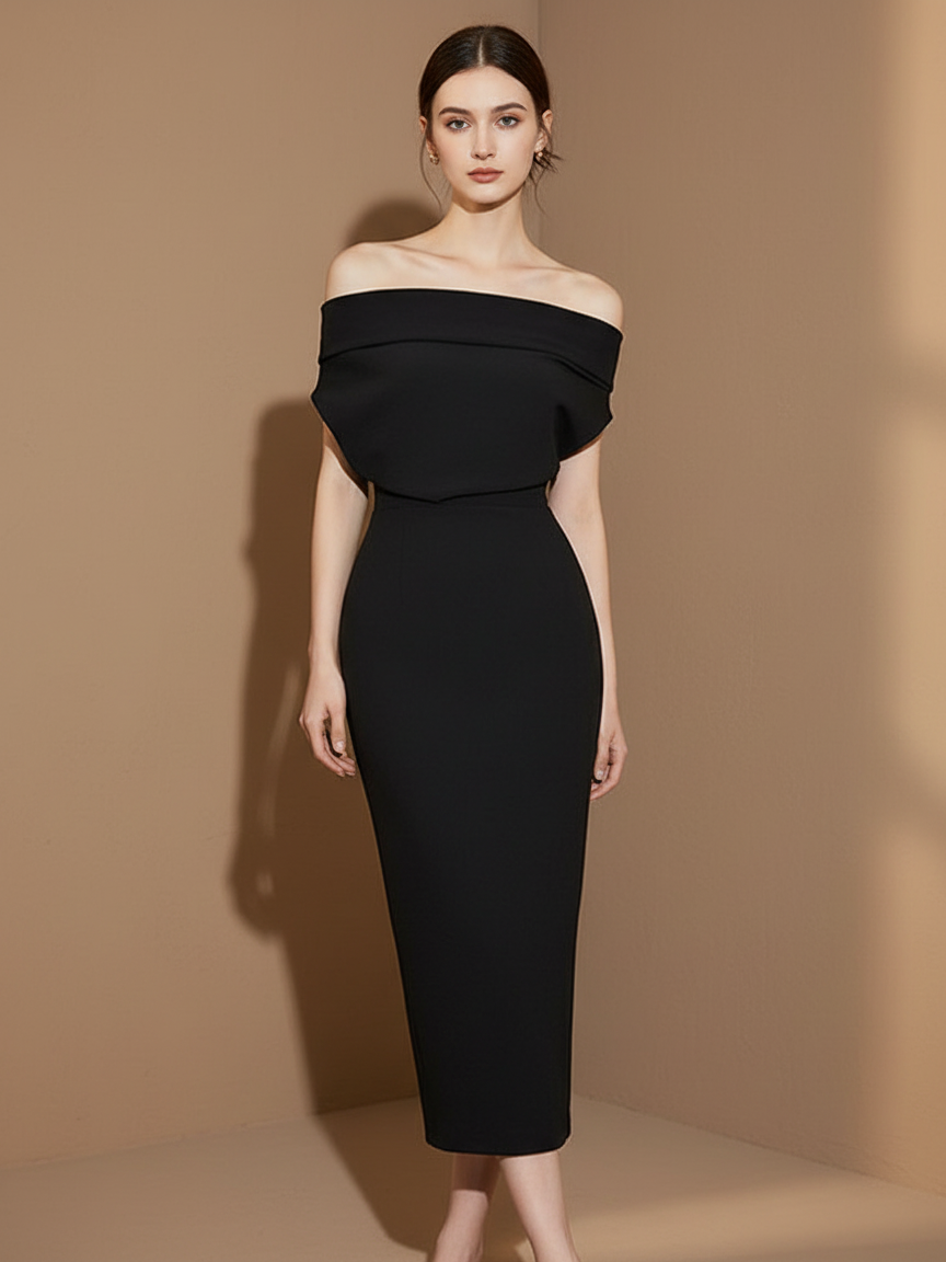 アシンメトリードレープワンショルダードレス［m170］ – Musele