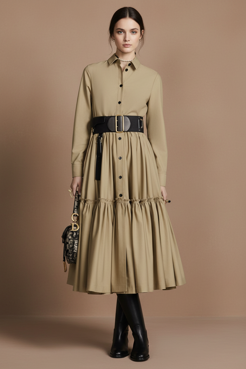 ティアードシャツワンピース[m225]