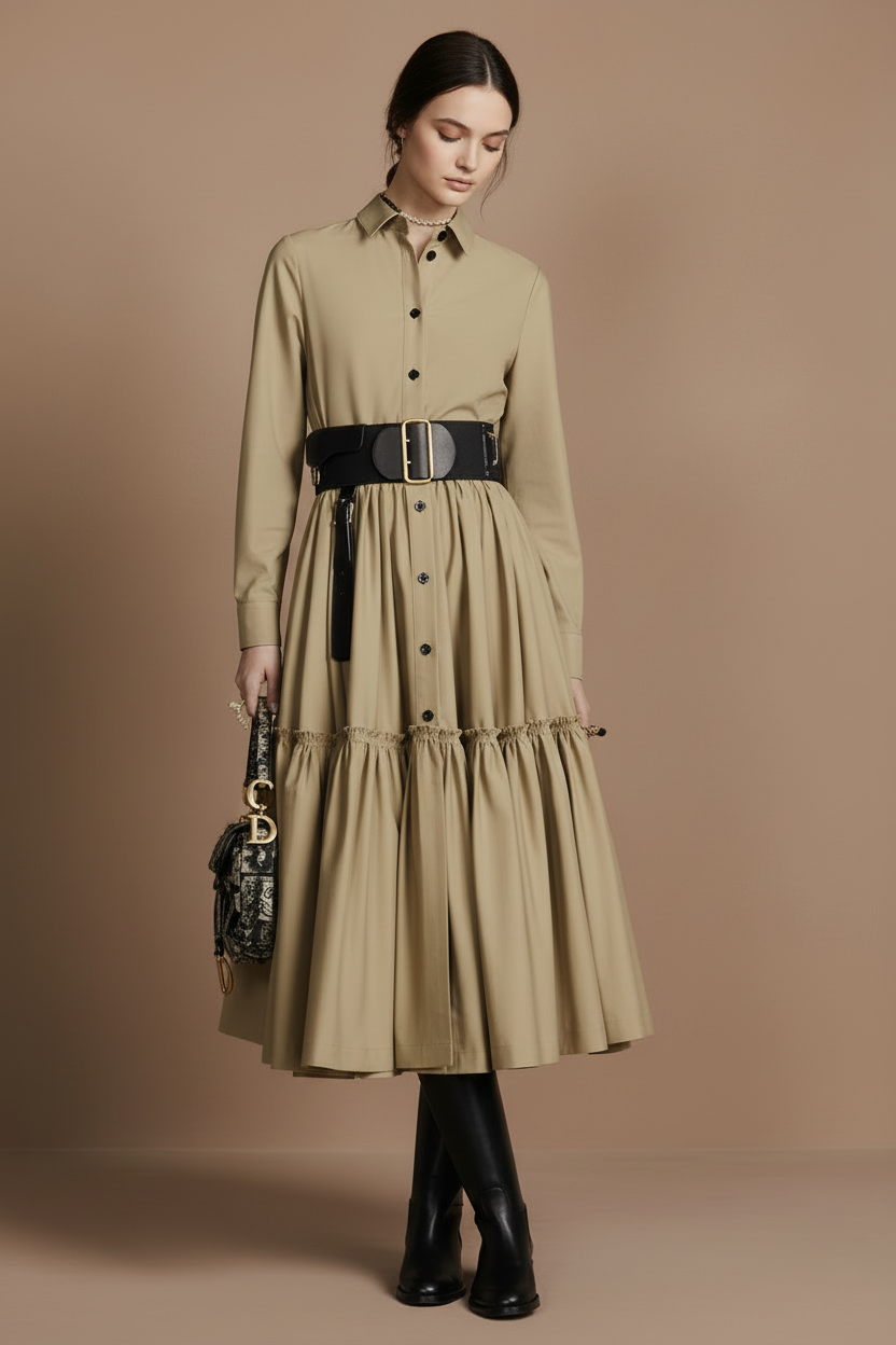 ティアードシャツワンピース[m225]