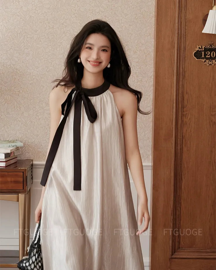 エアリーボウタイロングドレス［m141］