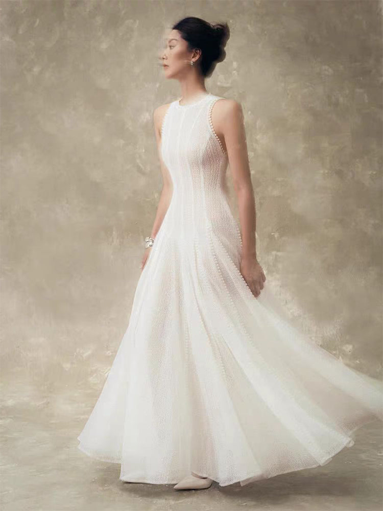 ホルターネックシースルーロングドレス［m123］