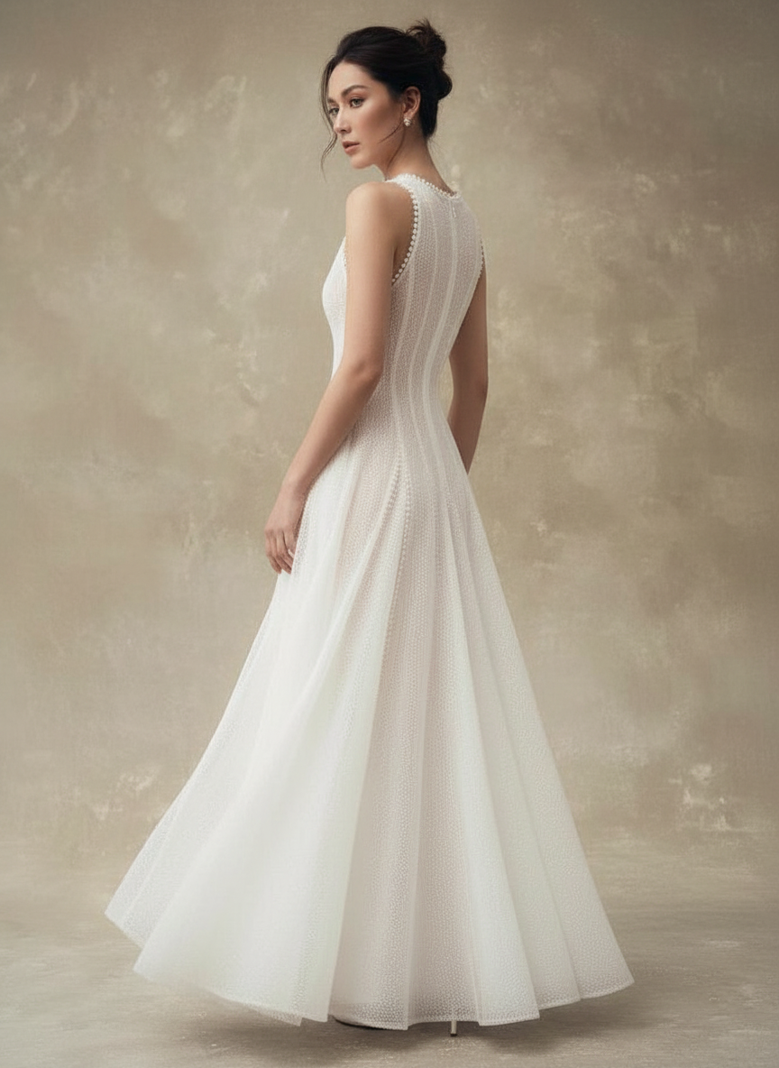 ホルターネックシースルーロングドレス［m123］