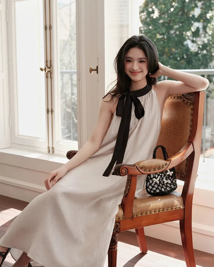 エアリーボウタイロングドレス［m141］