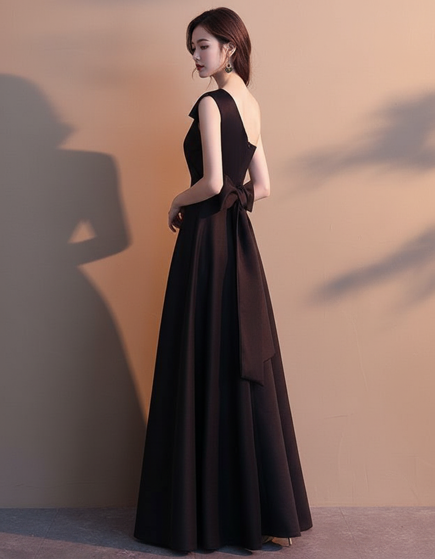 ワンショルダーボウロングドレス［m114］