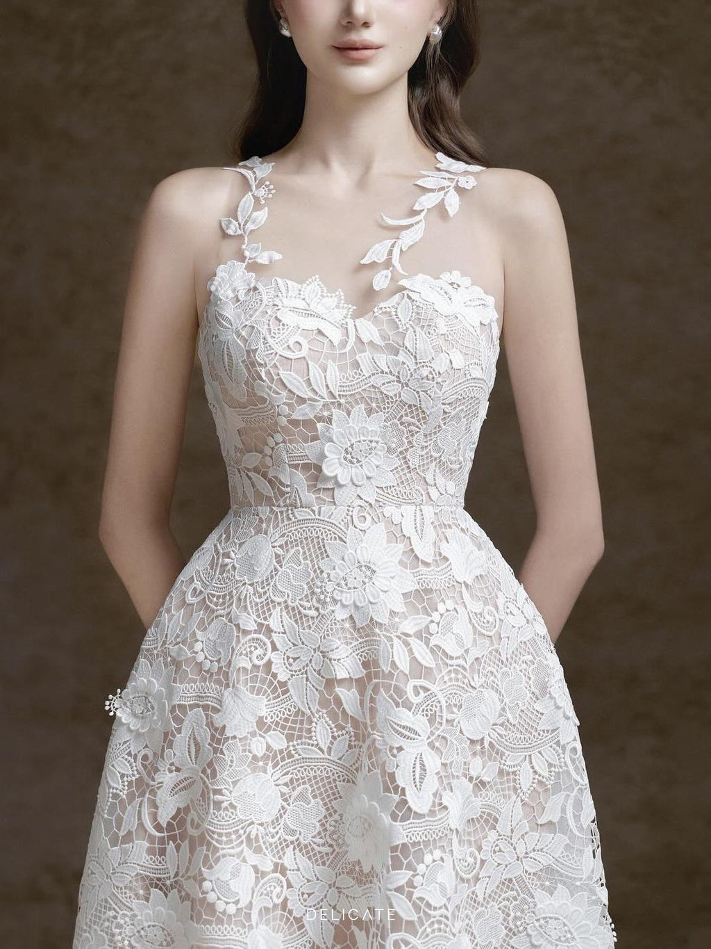 フラワーレースミディドレス［m043］