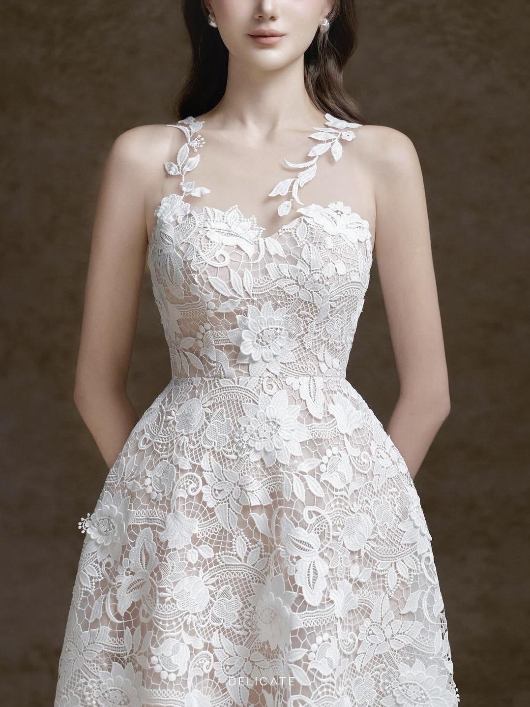 フラワーレースミディドレス［m043］