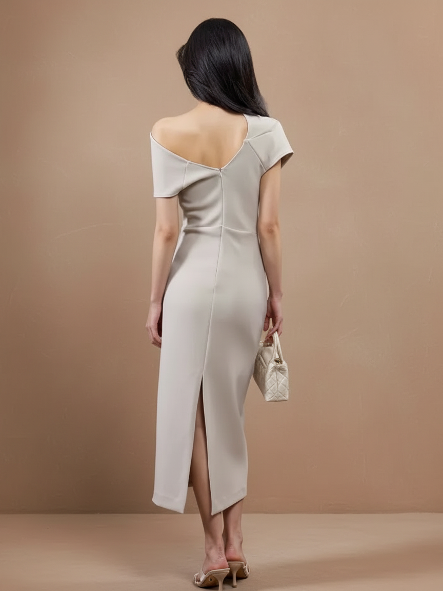 アシンメトリードレープワンショルダードレス［m170］ – Musele