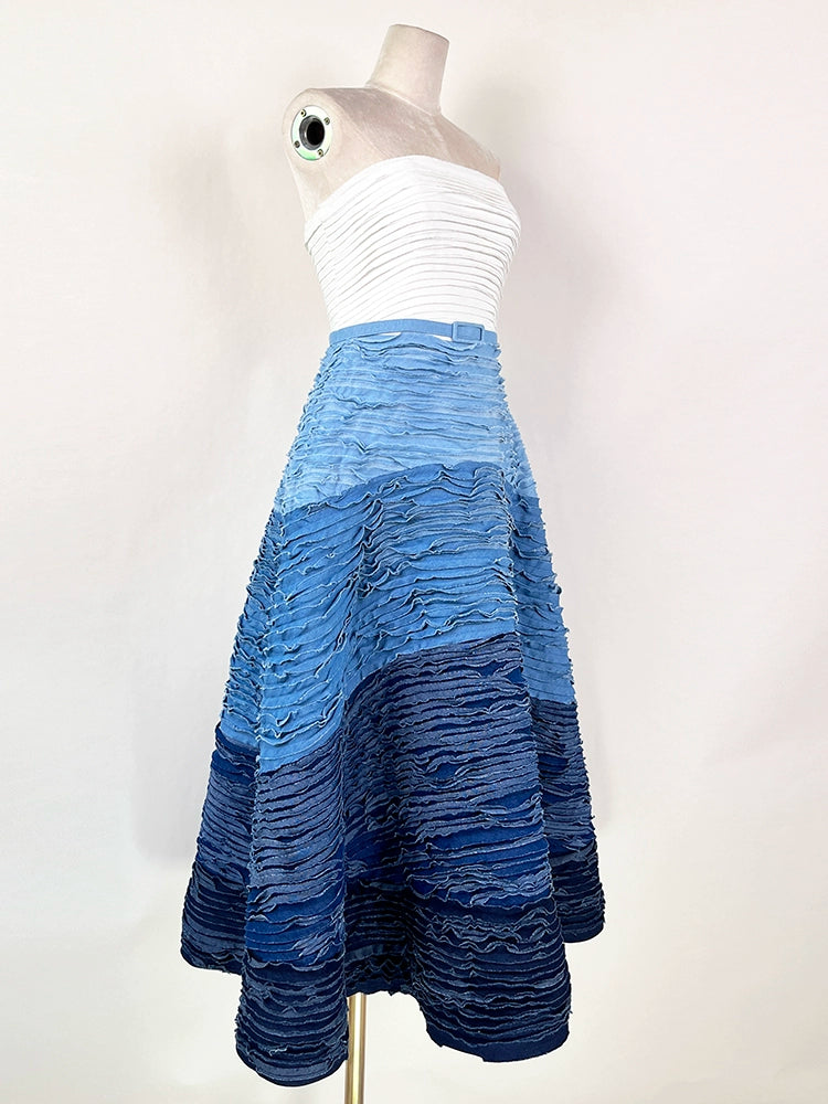 グラデーションプリーツロングワンピース［m185］