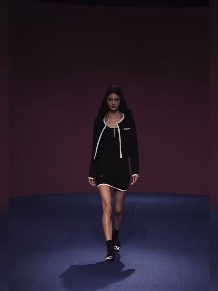 ラメツイードライク・ミニワンピ＆カーディガンセット[m209]